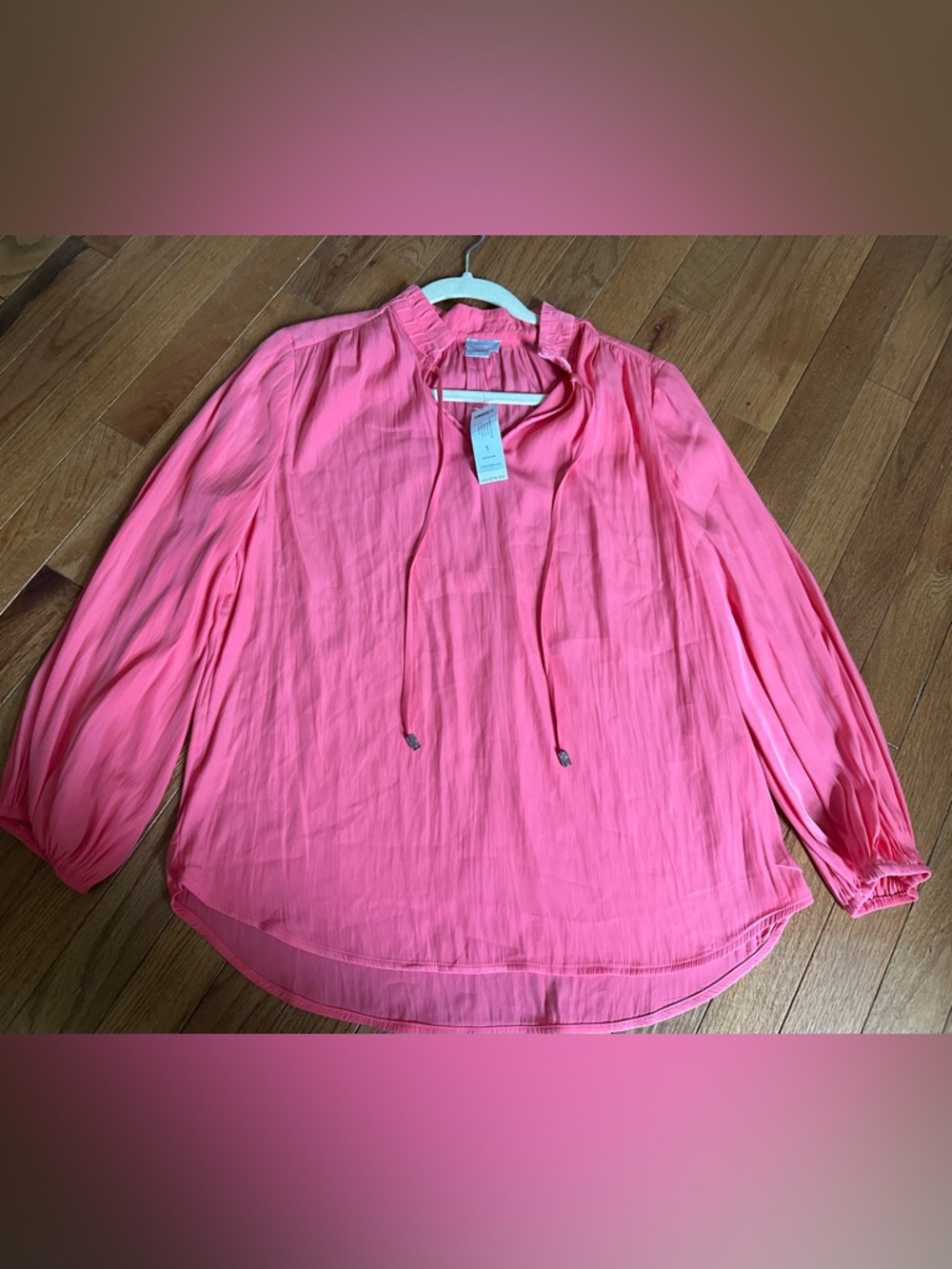 NWT Chicos Coral Pink Long-Sleeve Peasant Tunic